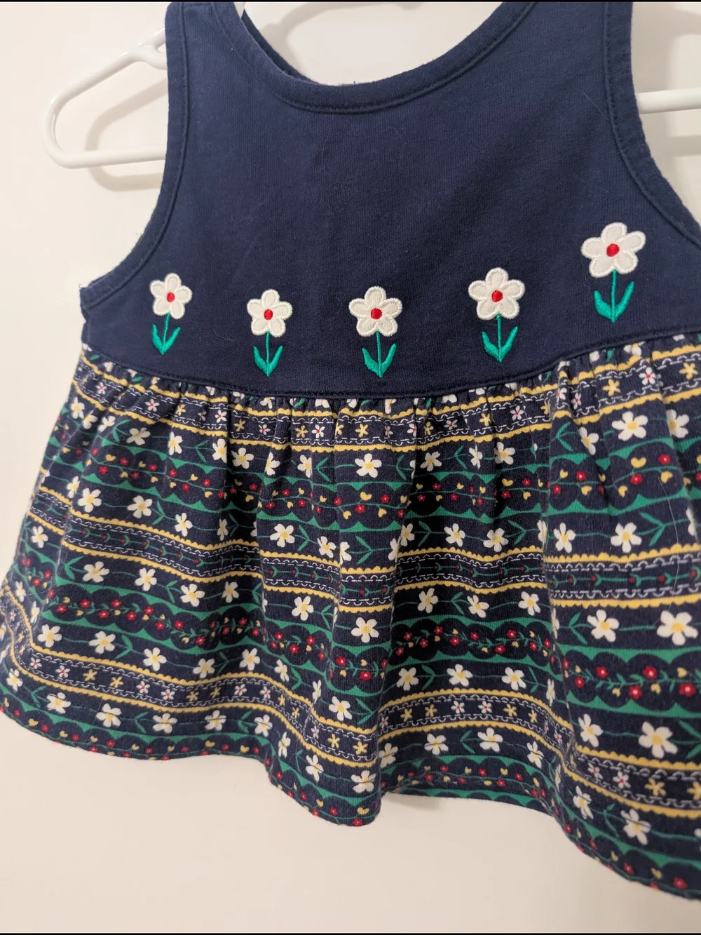 Vintage Gymboree Spectator Floral Dress Newborn Navy Daisy Cottagecore